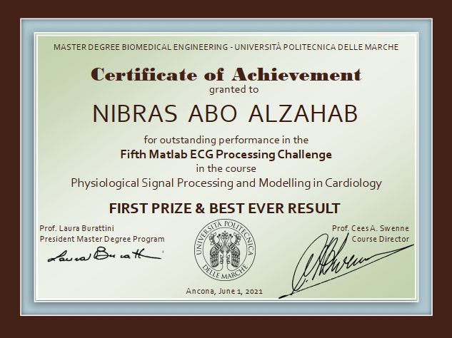 First Prize & Best Ever Result – Matlab ECG Processing Challenge